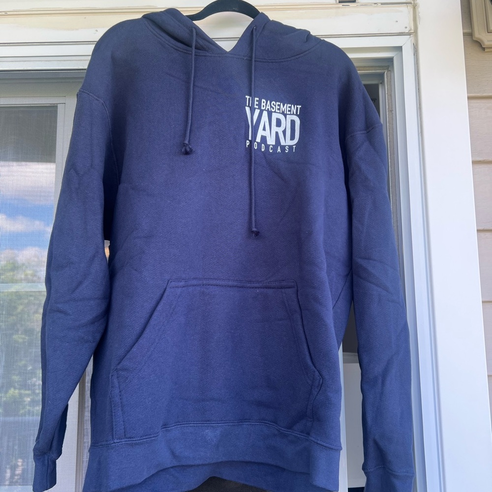 The Basement Yard Podcast Navy Blue hoodie
